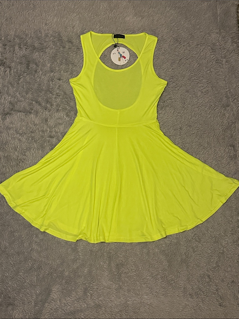 Neon Yellow Sleeveless Scoop-Back Fit & Flare Mini Dress
